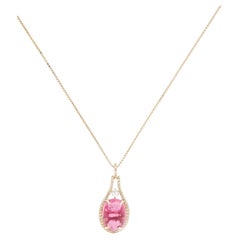 14K Yellow Gold 7.32ct Tourmaline, Sapphire & Diamond Pendant Necklace