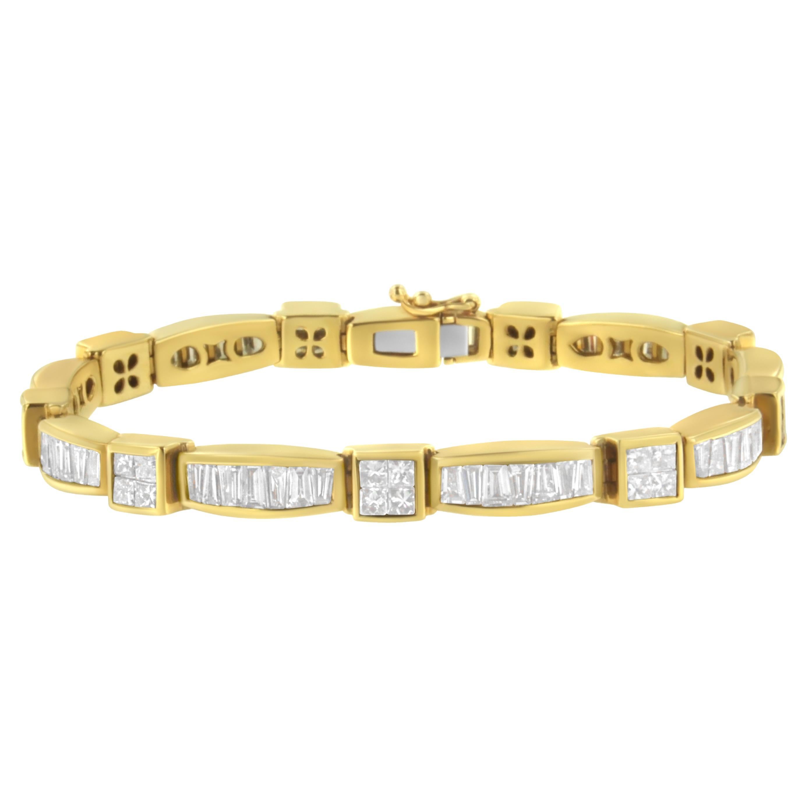 14k Yellow Gold 7.34 Carat Multi-Cut Diamond Box Square Link Bracelet