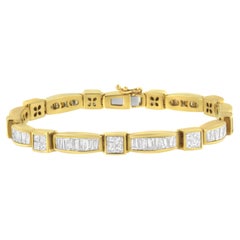 14k Yellow Gold 7.34 Carat Multi-Cut Diamond Box Square Link Bracelet