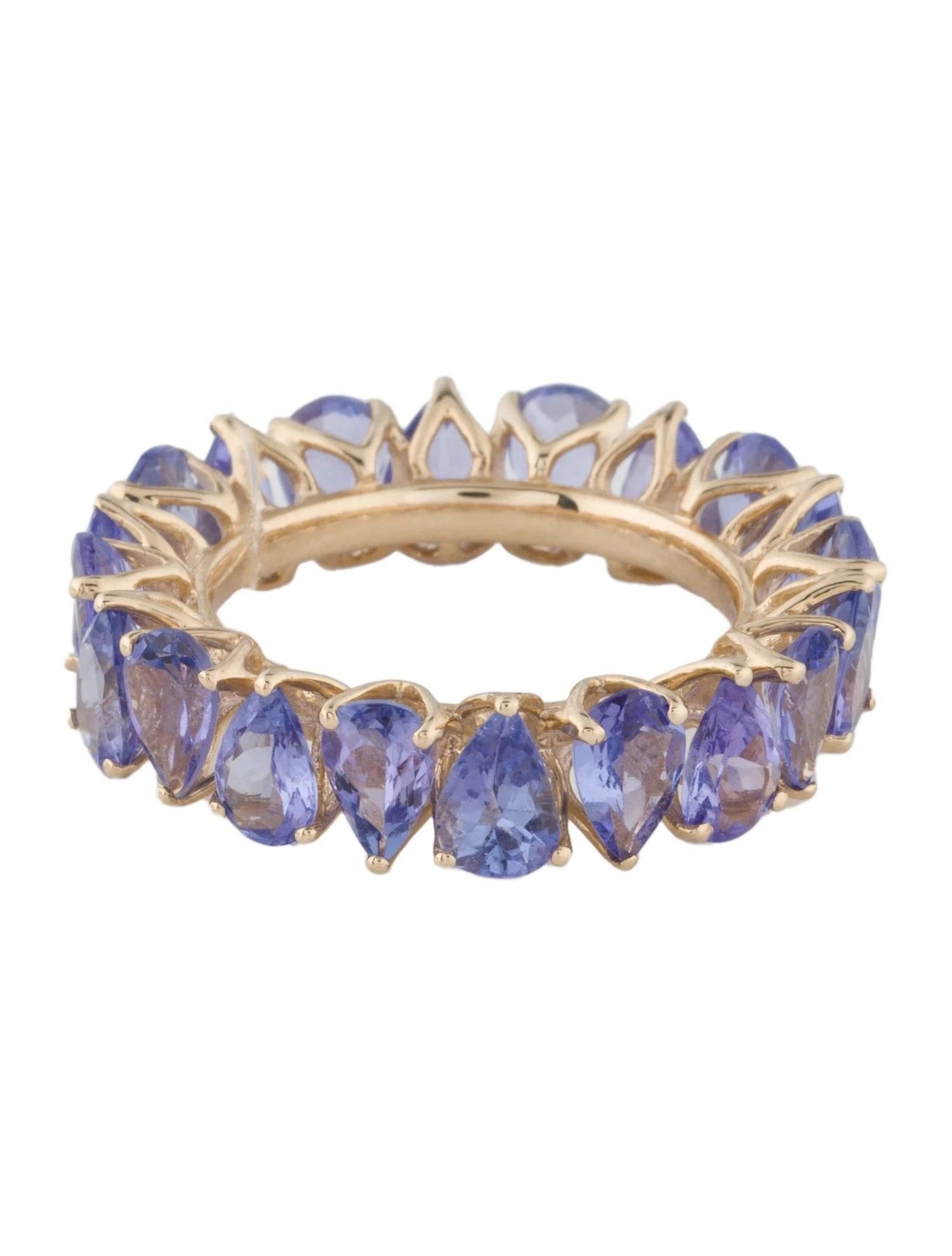 Artist 14K Yellow Gold 7.36ctw Tanzanite Band Ring, Size 6.5 For Sale