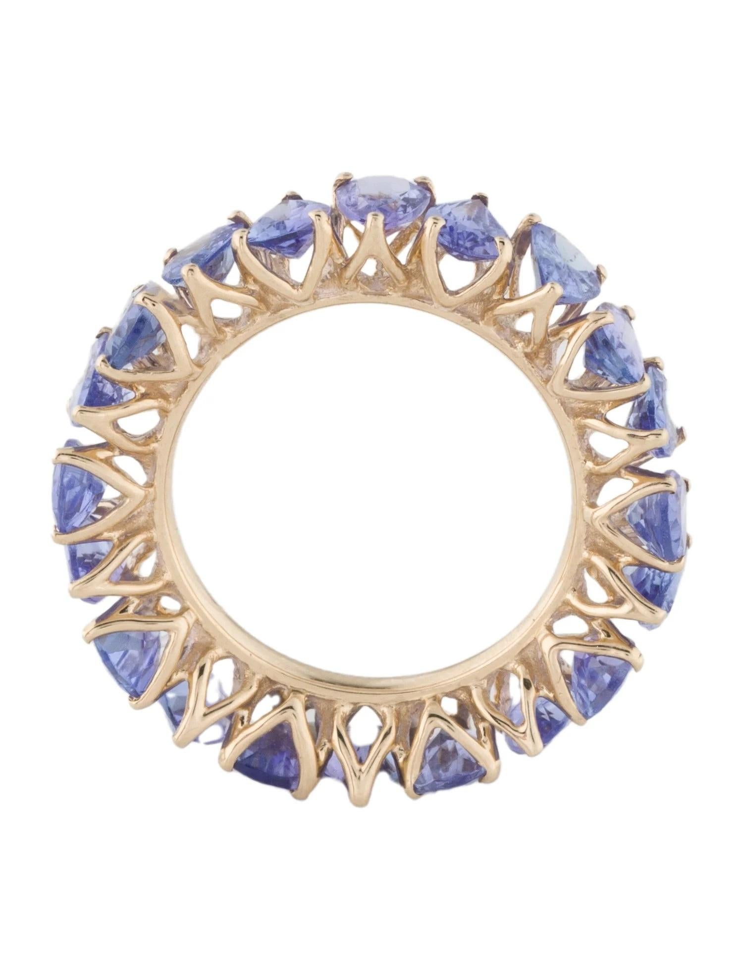 14K Yellow Gold 7.36ctw Tanzanite Band Ring, Size 6.5 In New Condition For Sale In Holtsville, NY