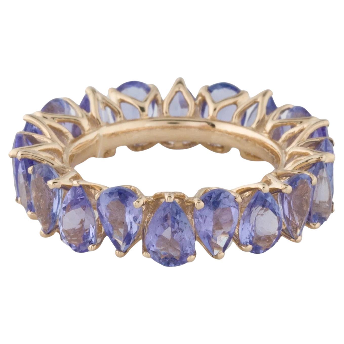 14K Yellow Gold 7.36ctw Tanzanite Band Ring, Size 6.5