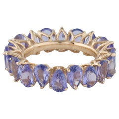 14K Yellow Gold 7.36ctw Tanzanite Band Ring, Size 6.5