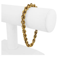 14k Yellow Gold 7.3g Hollow Thick 7mm Rope Bracelet Italy 8"