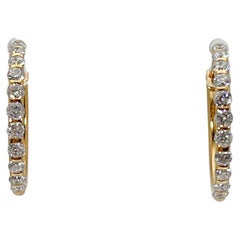 Boucles d'oreilles en or jaune 14K avec diamant .75 CTW