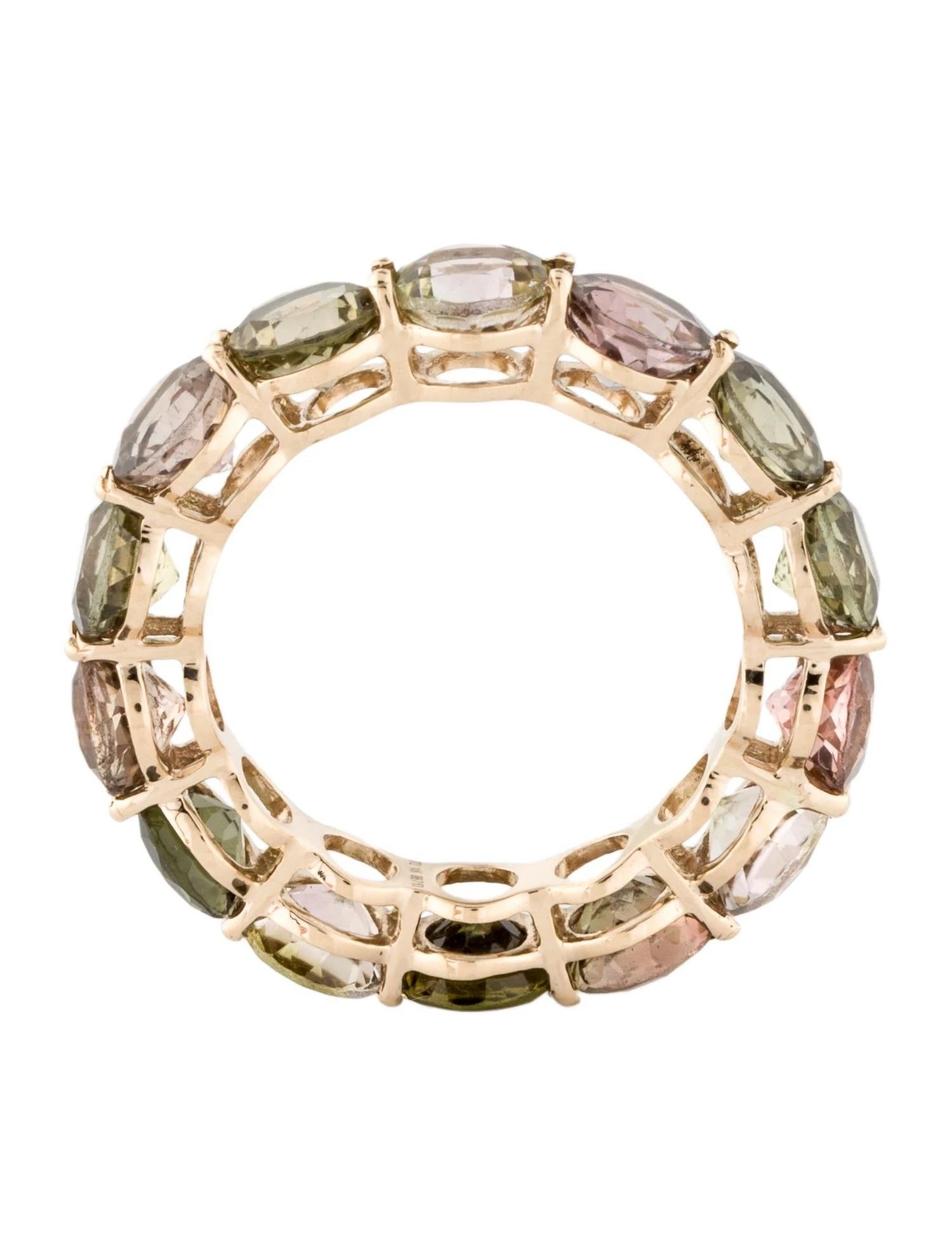 14K Yellow Gold 7.53ctw Tourmaline Eternity Band, Size 7,  Round Brilliant Tourm In New Condition In Holtsville, NY