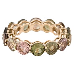 14K Yellow Gold 7.53ctw Tourmaline Eternity Band, Size 7,  Round Brilliant Tourm