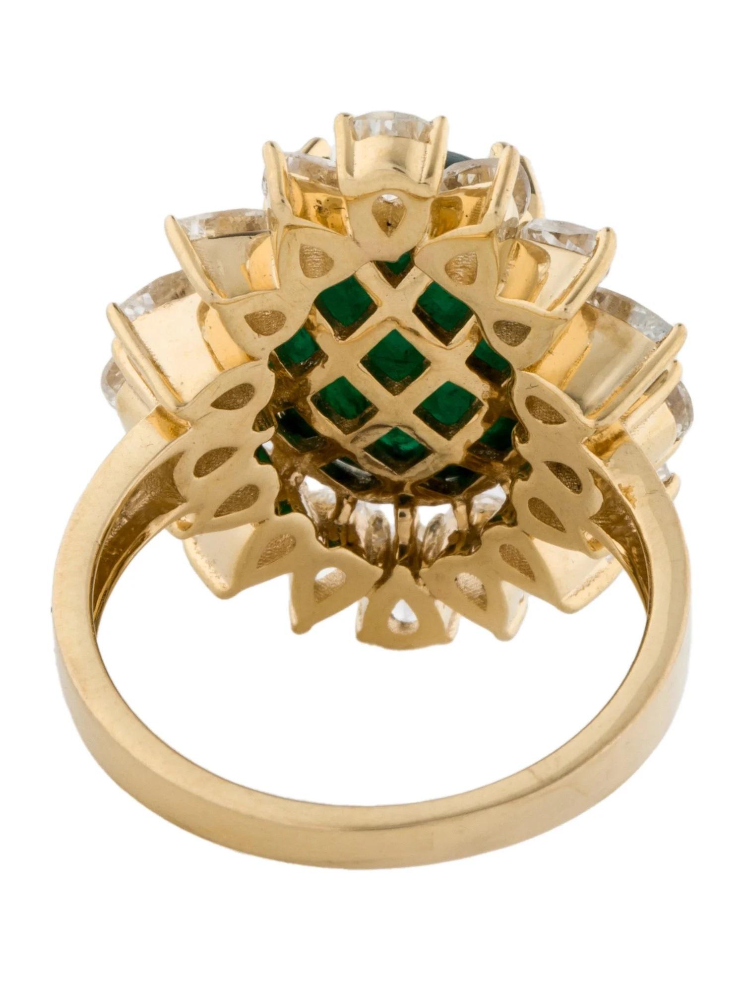 Emerald Cut 14K Yellow Gold 7.55ct Emerald & 3.15ct Sapphire Cocktail Ring Size 7