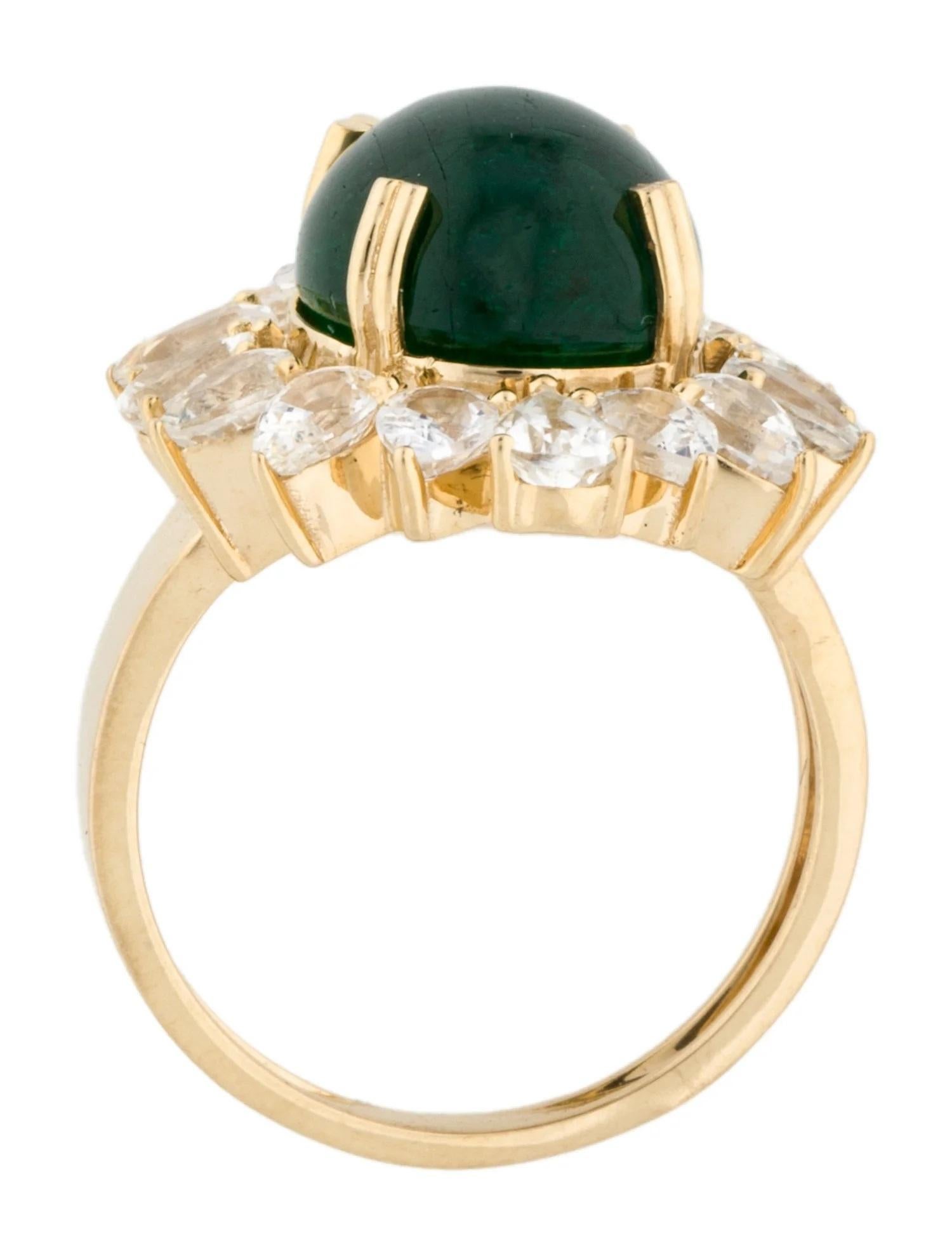 14K Yellow Gold 7.55ct Emerald & 3.15ct Sapphire Cocktail Ring Size 7 In New Condition In Holtsville, NY