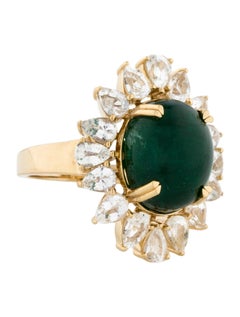 14K Yellow Gold 7.55ct Emerald & 3.15ct Sapphire Cocktail Ring Size 7