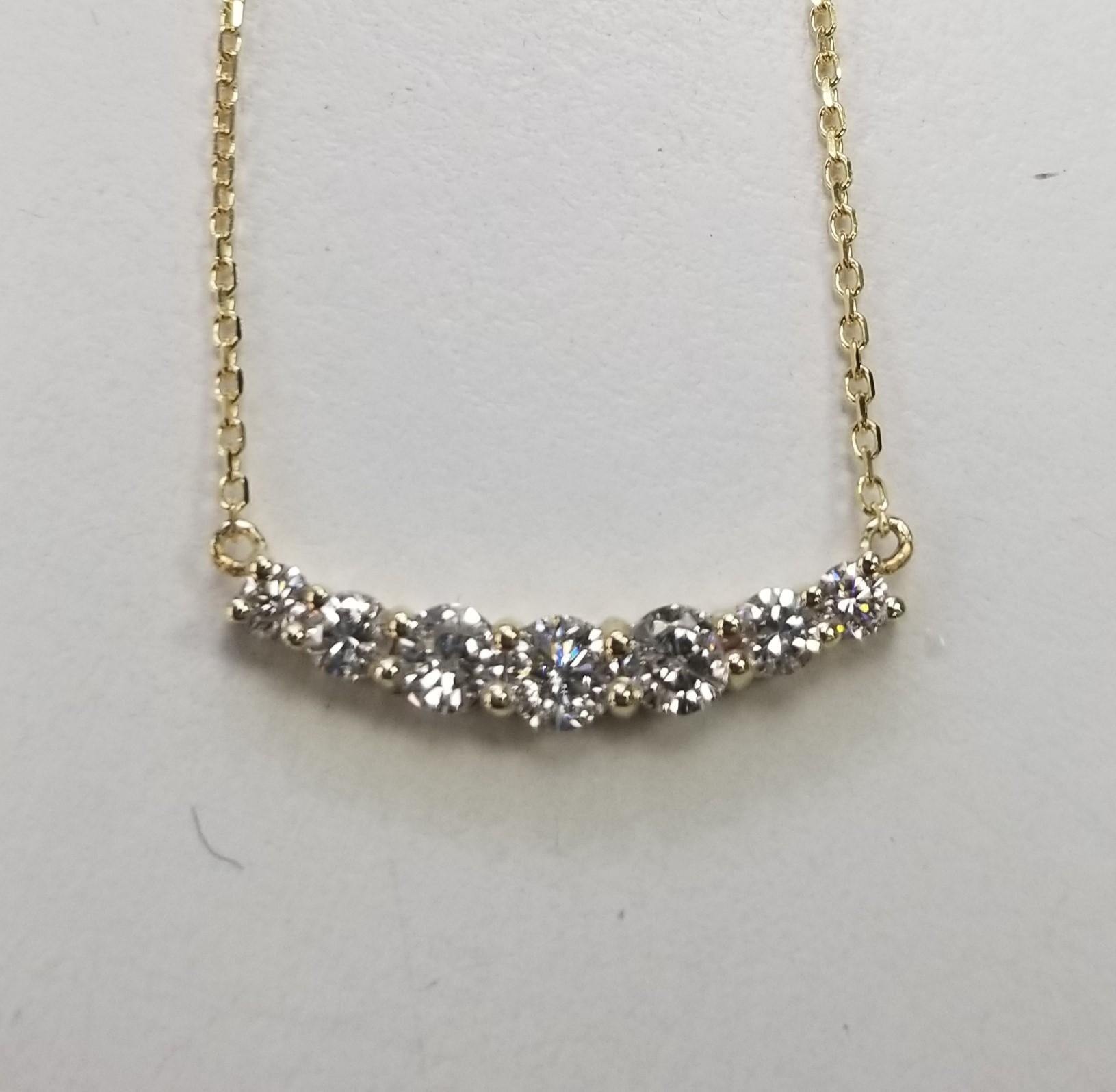 Specifications:
    Item : Necklace
    Stones: 5  Diamonds 0.75 G SI1-2
    Weight:    2.5 GR
    Metal :14K Gold    
    Hallmark:'14K'
*this can be made in white, yellow or rose gold*