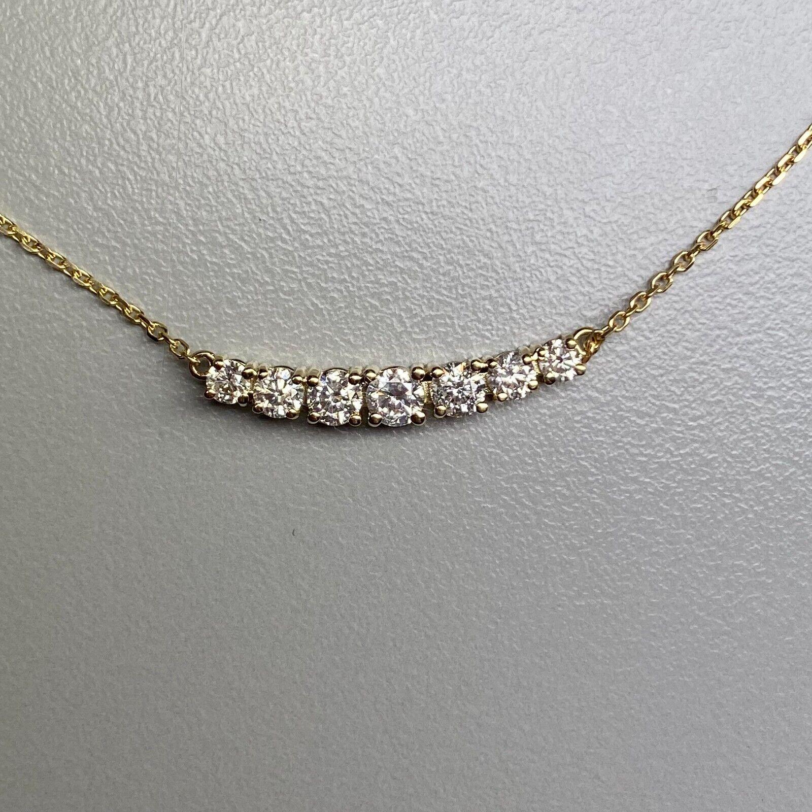 Round Cut 14K Yellow Gold .75CT Diamond Necklace For Sale