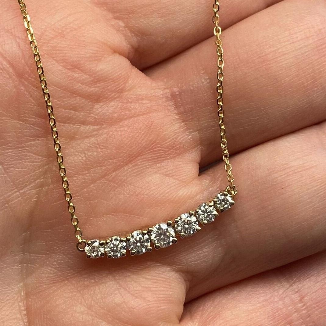 14K Yellow Gold .75CT Diamond Necklace In New Condition For Sale In Los Angeles, CA
