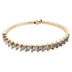 14k Yellow Gold 7.63 Carat Marquise-Cut Diamond Halfway Flexible Bracelet