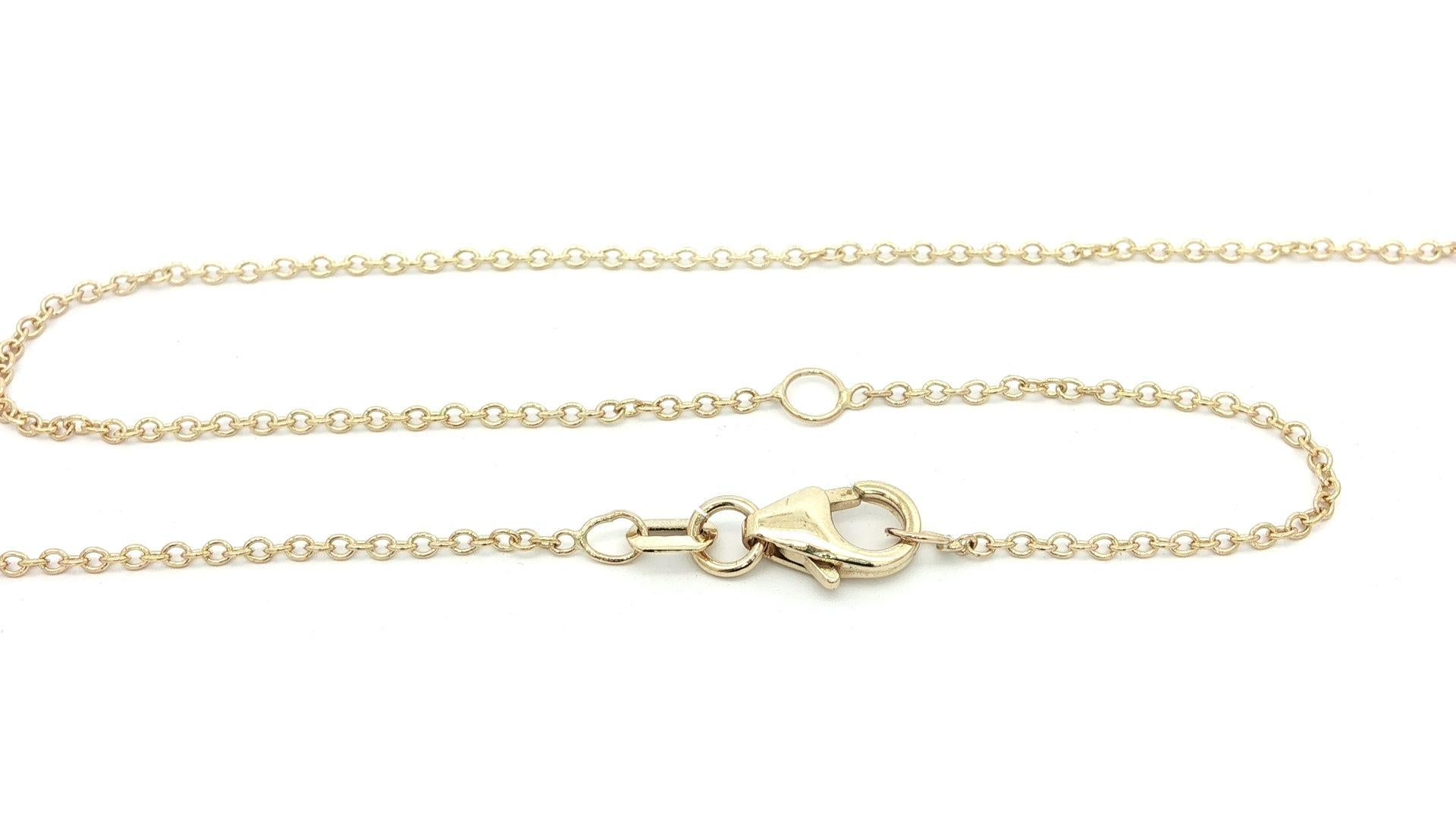 Collier à chaîne ajustable en or jaune 14k, diamant solitaire à chaton de 0,76ctw en vente 3