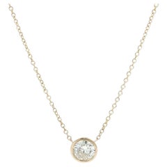 Collier à chaîne ajustable en or jaune 14k, diamant solitaire à chaton de 0,76ctw
