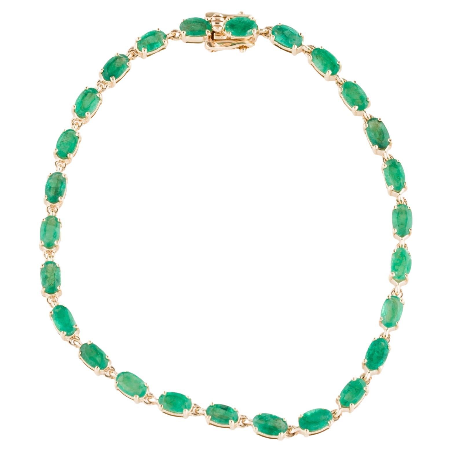 14K Yellow Gold 7.79ctw Oval Modified Brilliant Emerald Link Bracelet For Sale
