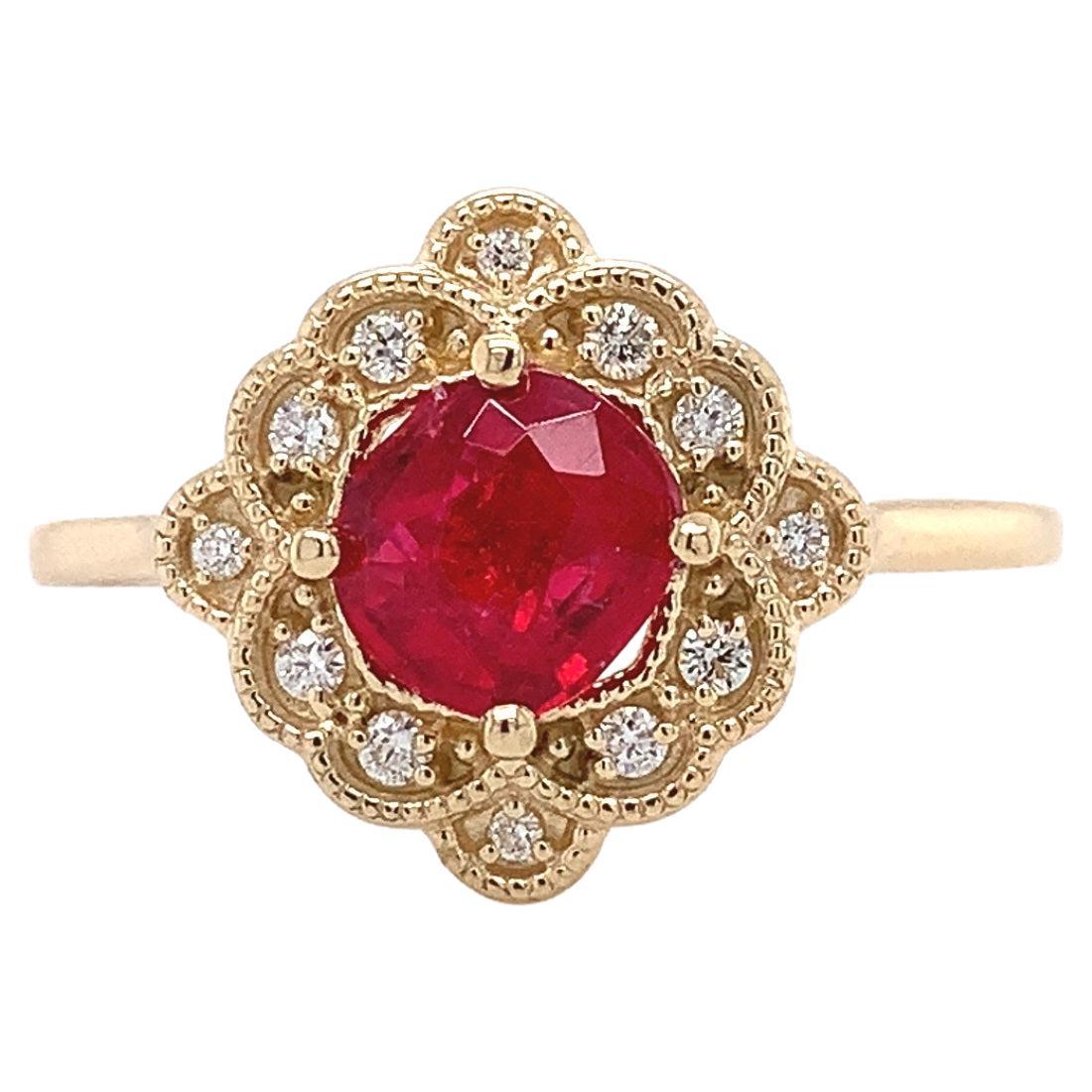 14K Yellow Gold .77ct Jedi Red Spinel & Diamond Ring For Sale