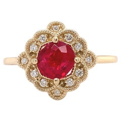 Bague Jedi en or jaune 14 carats avec spinelle rouge et diamants de 0,77 carat