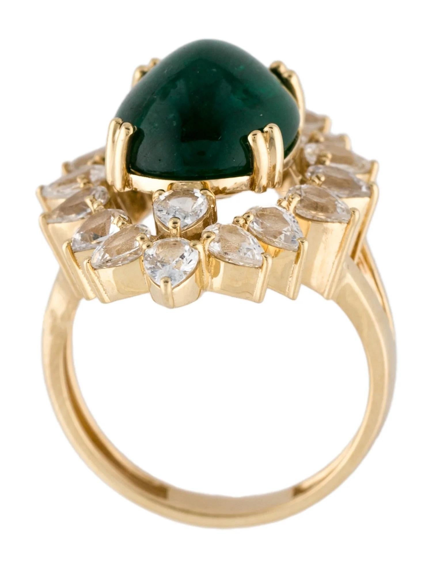 Bague cocktail en or jaune 14 carats, émeraude de 7,81 carats et saphir de 2,86 carats, taille 7 Neuf à Holtsville, NY