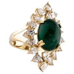14K Gelbgold 7,81 Karat Smaragd & 2,86 Karat Saphir Cocktail-Ring Größe 7