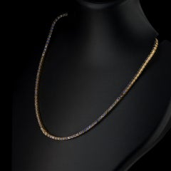 14K Yellow Gold 7.82 CT Natural Blue Sapphire Princess-Cut Tennis Necklace