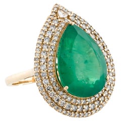 14K Yellow Gold 7.93ctw Emerald, Sapphire 
Diamond Cocktail Ring Size 7
