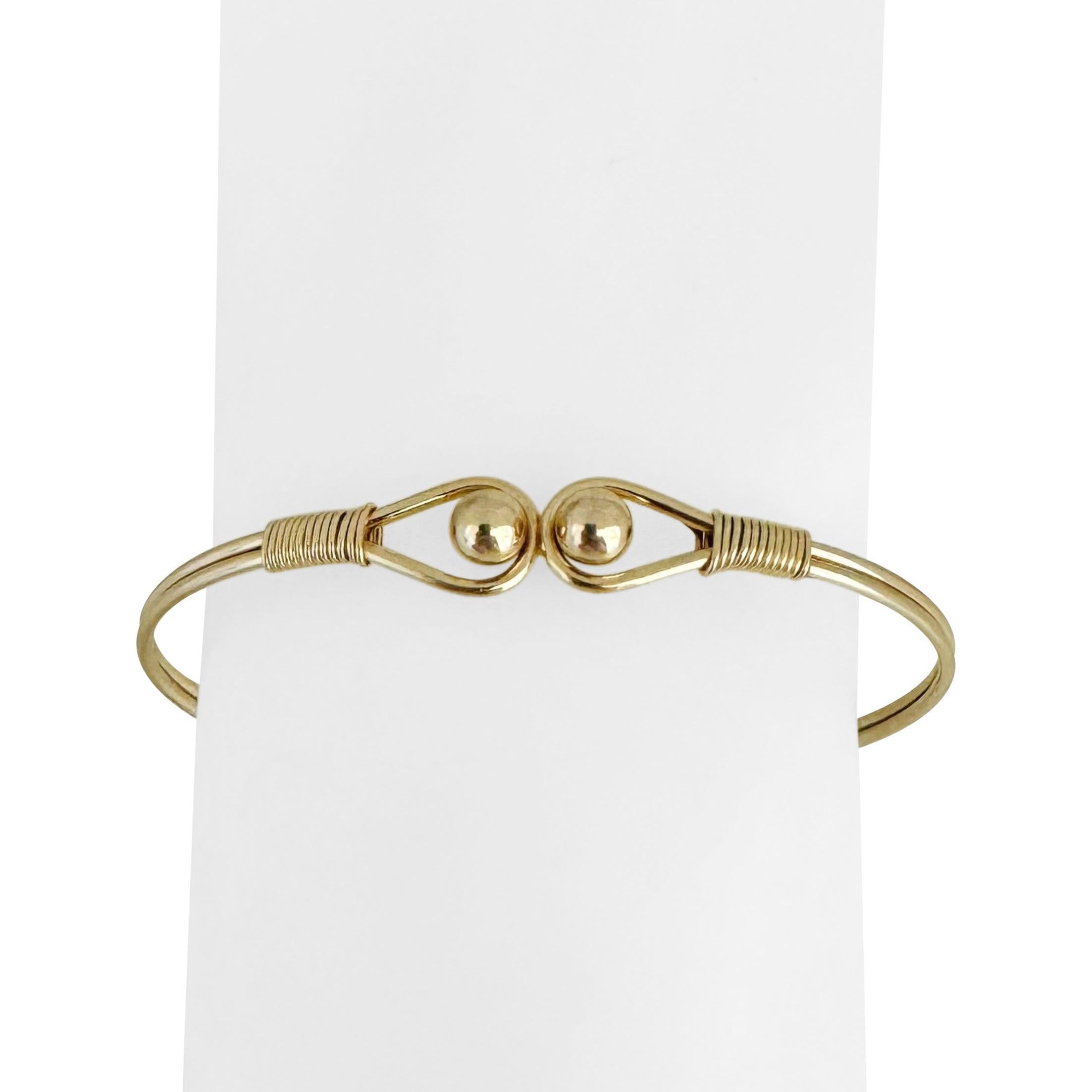 14k Yellow Gold 7g Ladies Ball Bead Hook Flex Bangle Bracelet 6.5