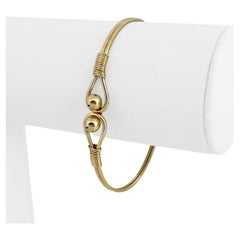 Oro giallo 14k 7g Ladies Ball Bead Hook Flex Bangle Bracelet 6.5"