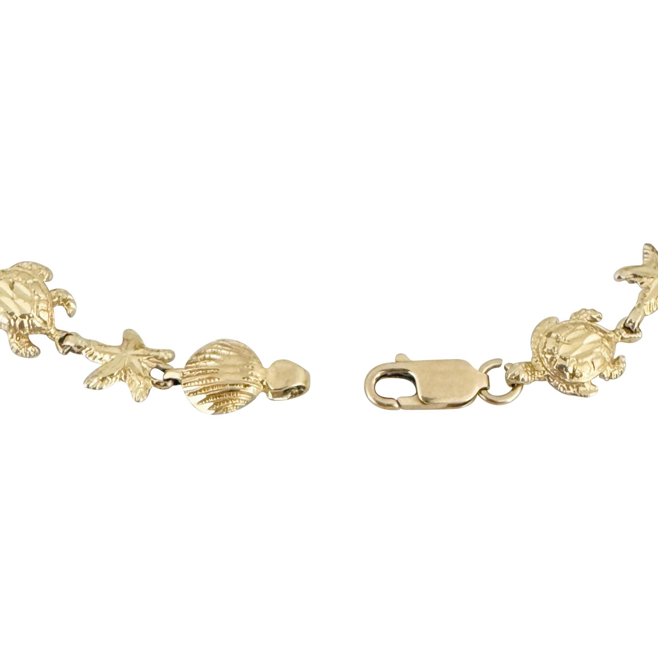 Women's 14k Yellow Gold 7g Ladies Diamond Cut 9mm Ocean Beach Link Bracelet 7.25