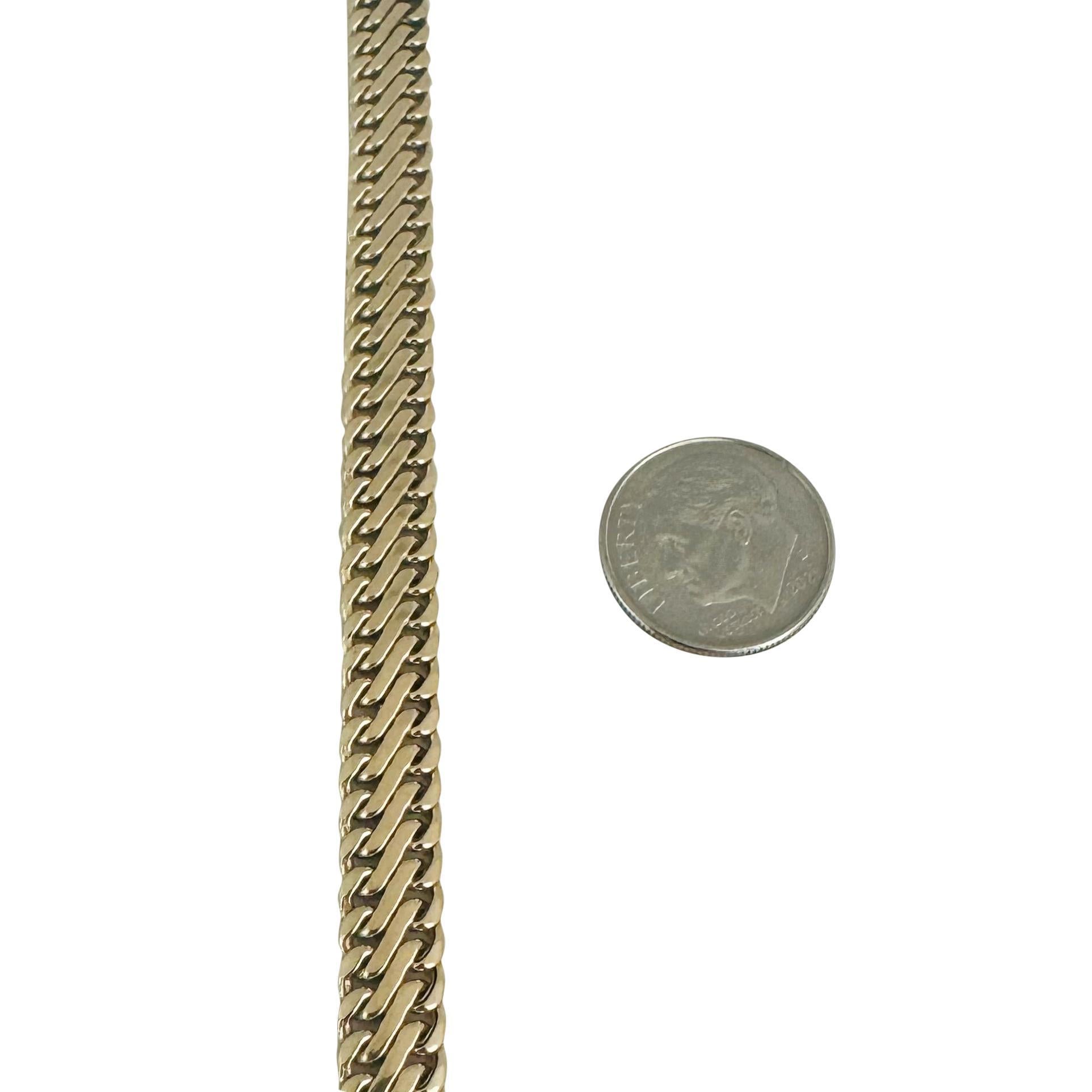14k Gelbgold 7g poliertes flaches 7mm Fancy Curb Gliederarmband Italien 8
