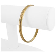 14k Yellow Gold 7g Satin Finish Diamond Cut 6mm Bangle Bracelet 8"