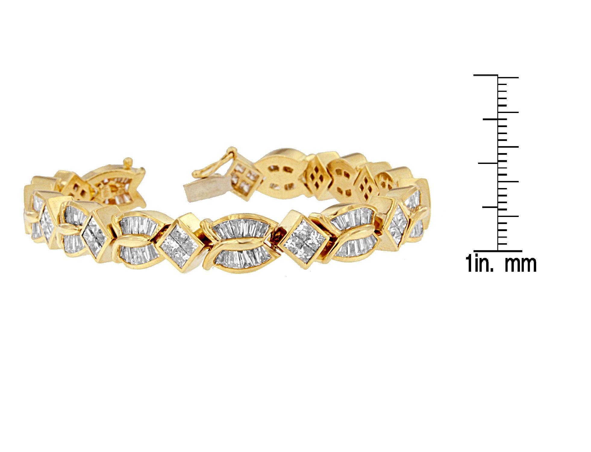 Taille baguette Geo en or jaune 14K 8 1/5 Carat Princesse et diamant taille baguette en vente