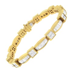 14K Yellow Gold 8 1/8 Carat Diamond Tennis Bracelet