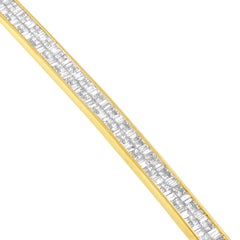 14K Yellow Gold 8 5/8 Carat Baguette and Princess Cut Diamond Eternity Bracelet