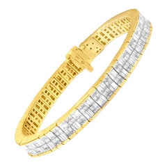 14K Yellow Gold 8 5/8 Carat Baguette and Princess Cut Diamond Eternity Bracelet