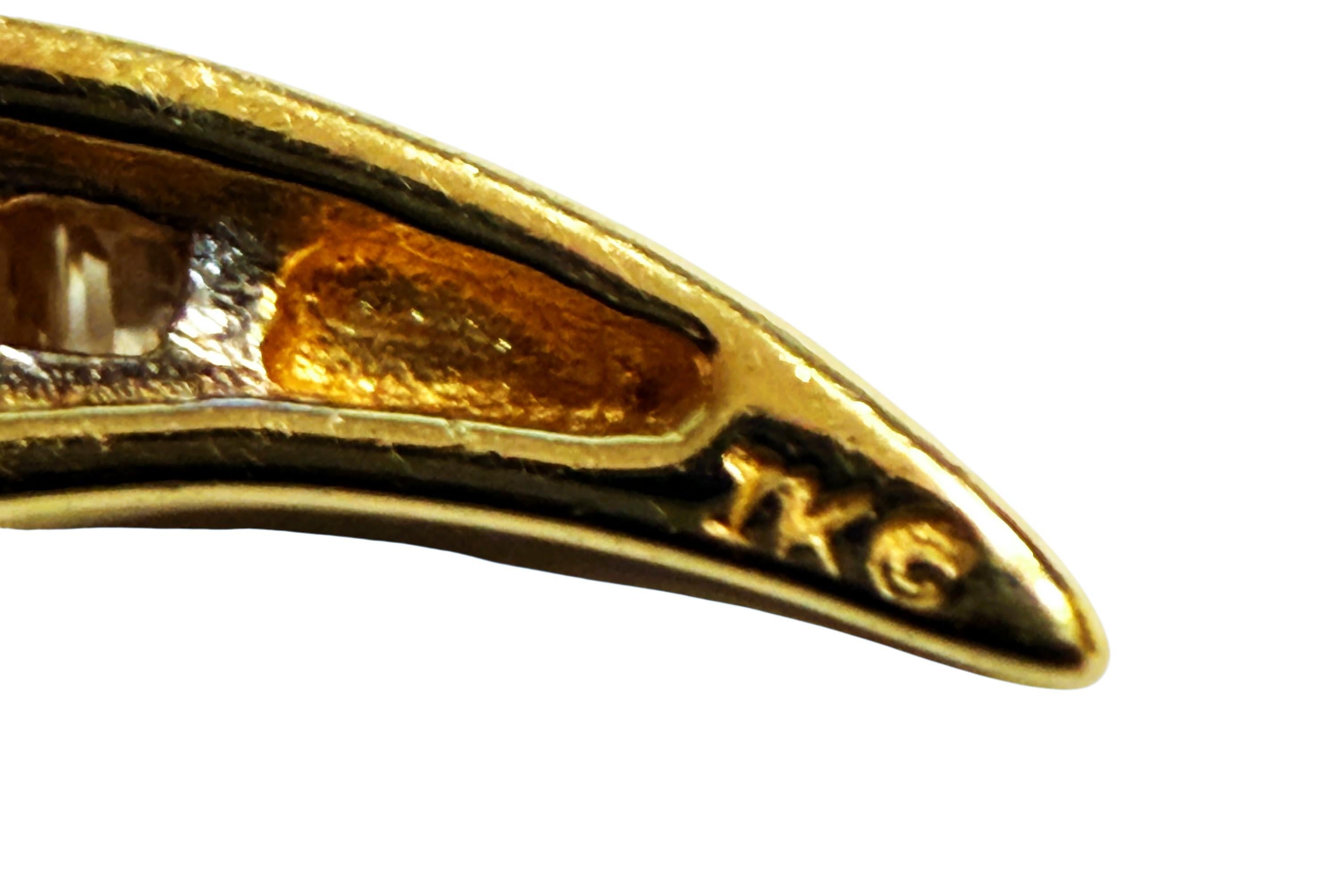 14K Yellow Gold .80 Carat Baguette & Brilliant Cut Diamond Abstract Post Earring For Sale 7