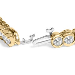 14K Yellow Gold 8.00 Cttw Half Bezel Set Diamond Tennis Bracelet