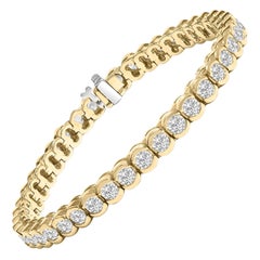14K Yellow Gold 8.00 Cttw Half Bezel Set Diamond Tennis Bracelet
