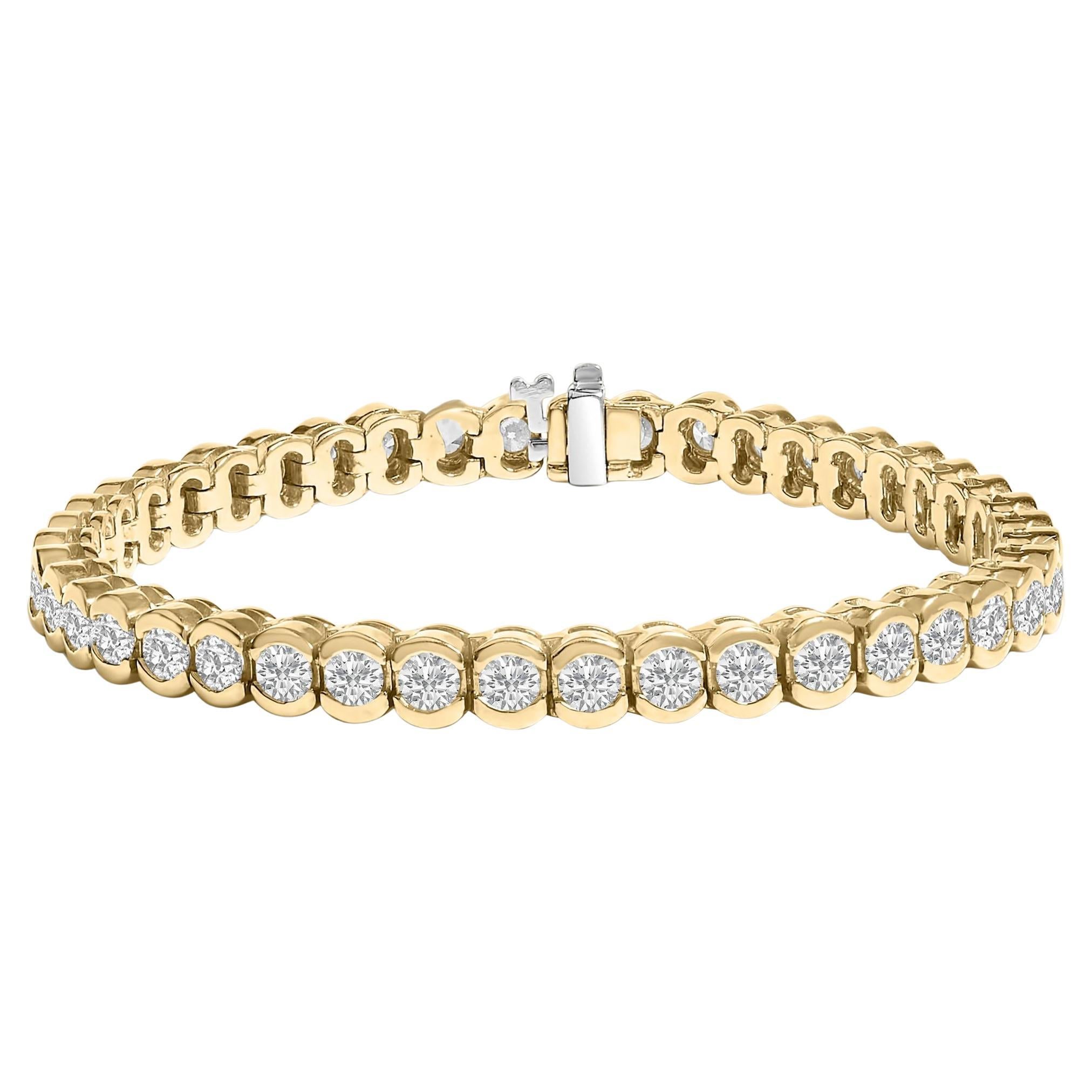 Bracelet de tennis en or jaune 14K 8.00 Cttw Half Bezel Set Diamond