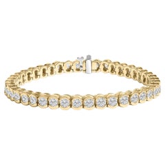 Pulsera de tenis de oro amarillo de 14 quilates con diamantes engastados en medio bisel de 8,00 qtw
