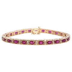 Bracciale tennis in oro giallo 14k con rubino da 8,04tcw e diamante da 1,68tcw