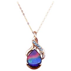 14K Gelbgold 8,1 Karat Ammonit 
.15 Karat Bue Diamant Halskette 18k Kette