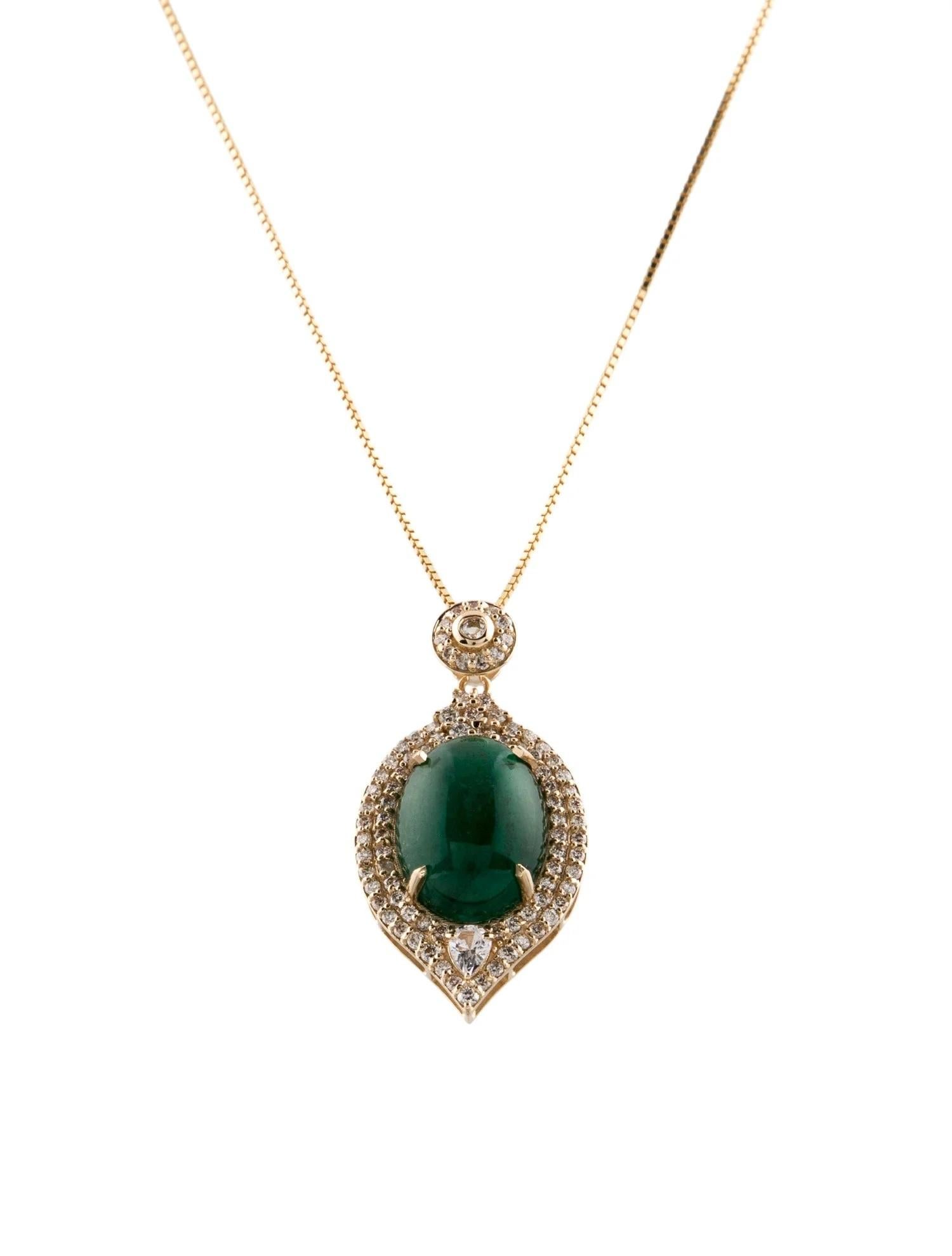 Emerald Cut 14K Yellow Gold 8.13ct Emerald, Sapphire, & Diamond Pendant Necklace For Sale