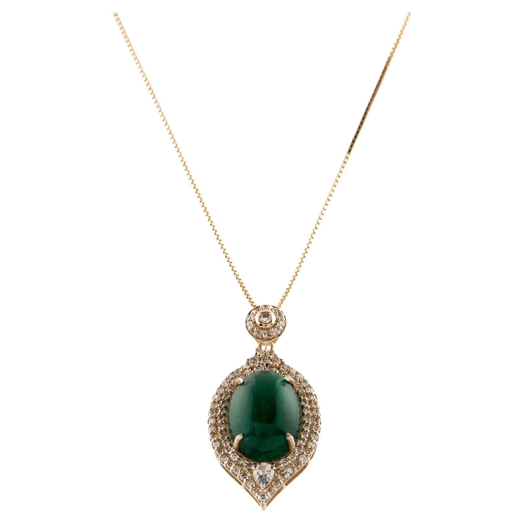 14K Yellow Gold 8.13ct Emerald, Sapphire, & Diamond Pendant Necklace