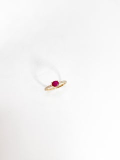 14K Yellow Gold .82 Ruby and .19 Diamond Ring