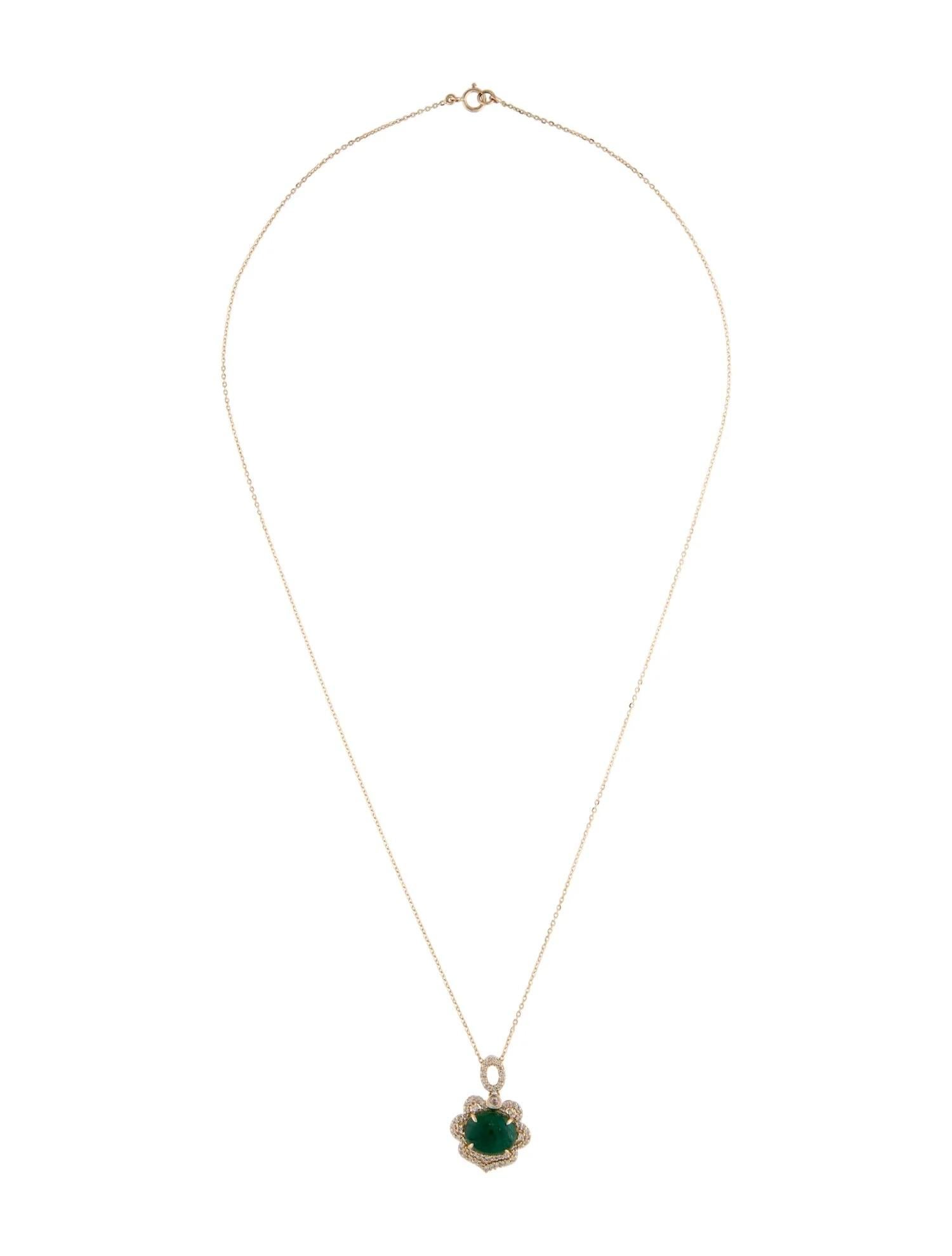Artist 14K Yellow Gold 8.26ct Emerald, Sapphire & Diamond Pendant Necklace For Sale