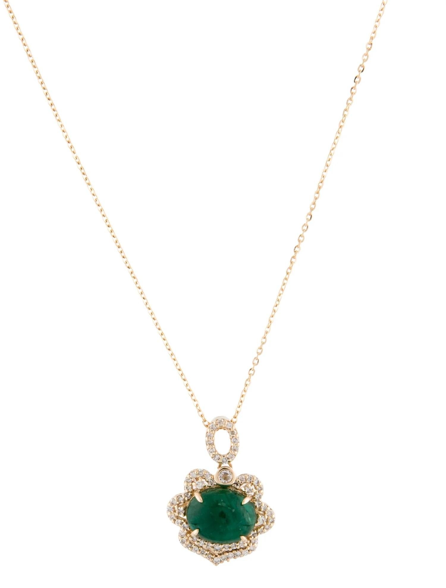Emerald Cut 14K Yellow Gold 8.26ct Emerald, Sapphire & Diamond Pendant Necklace For Sale