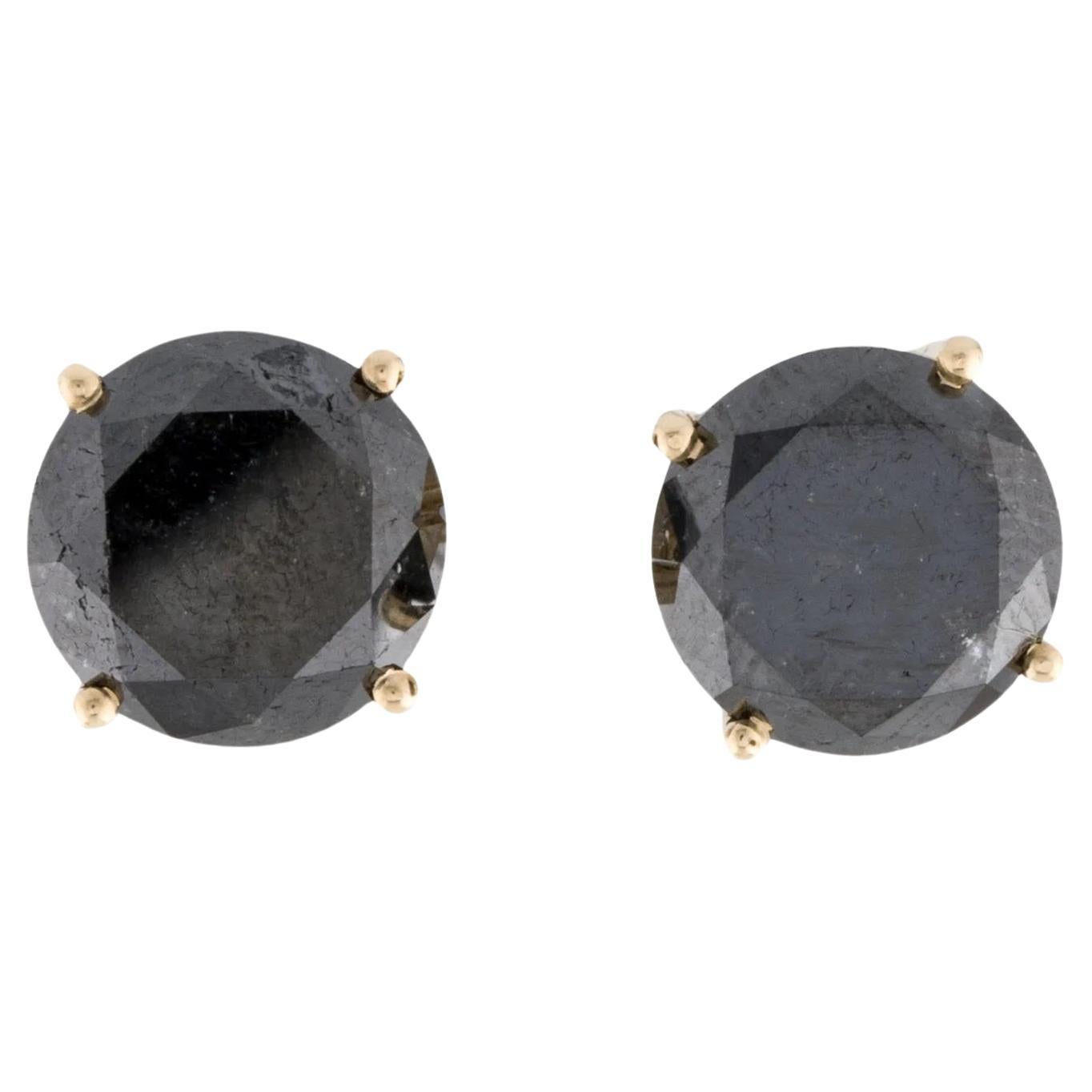 14K Gelbgold 8,29 Karat Schwarze Diamant-Ohrstecker