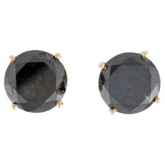 14K Gelbgold 8,29 Karat Schwarze Diamant-Ohrstecker